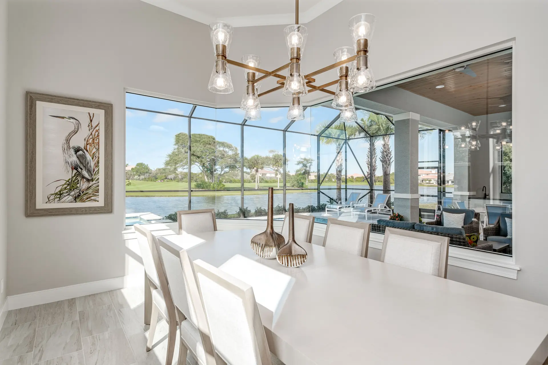 Dining room designed around a panoramic water view